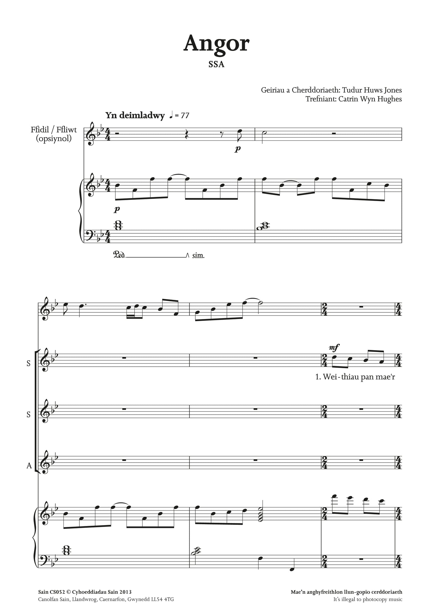 Angor (ssa) ~ Digital Sheet Music Download (PDF)