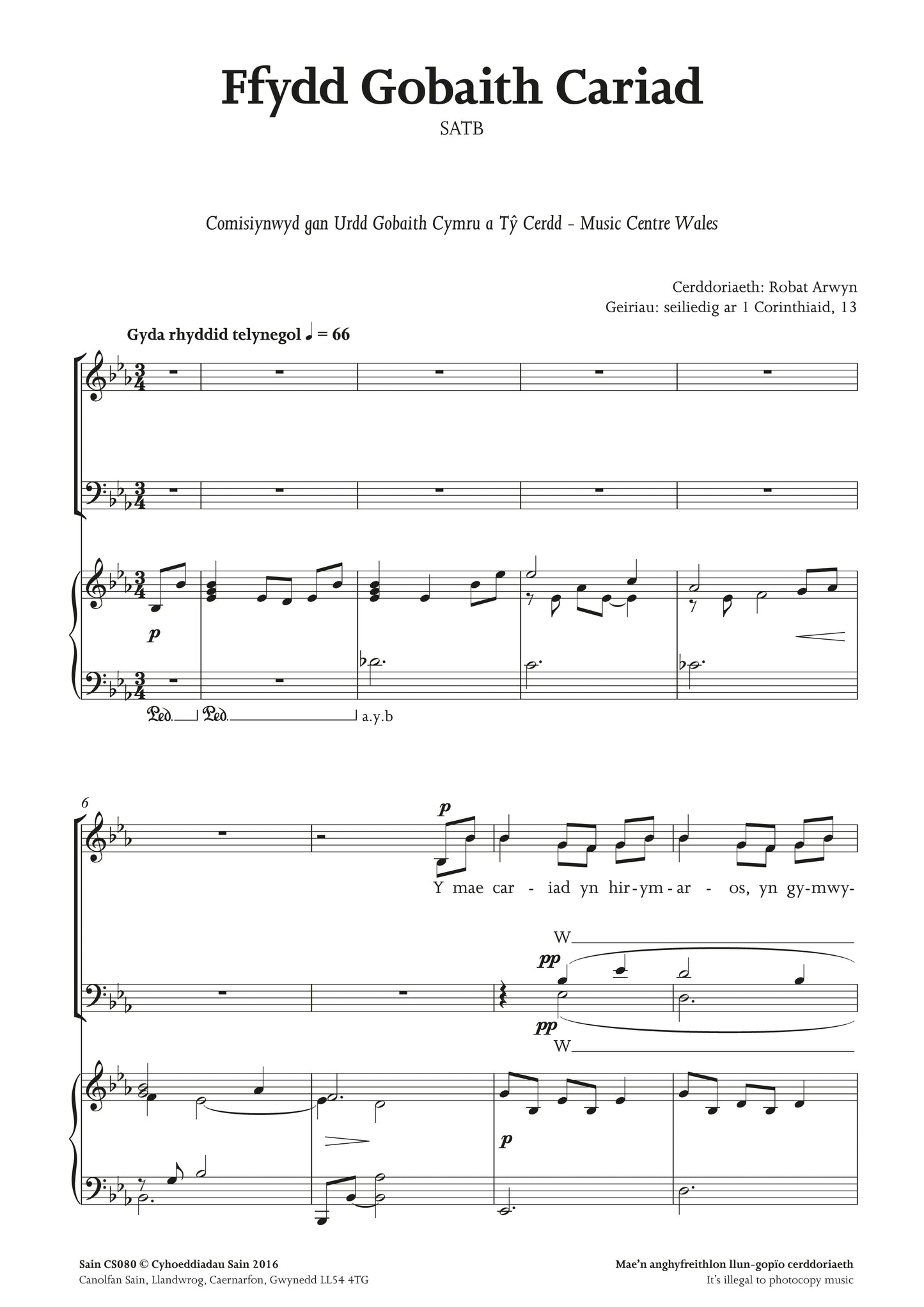 Ffydd Gobaith Cariad (satb) ~ Digital Sheet Music Download (PDF)