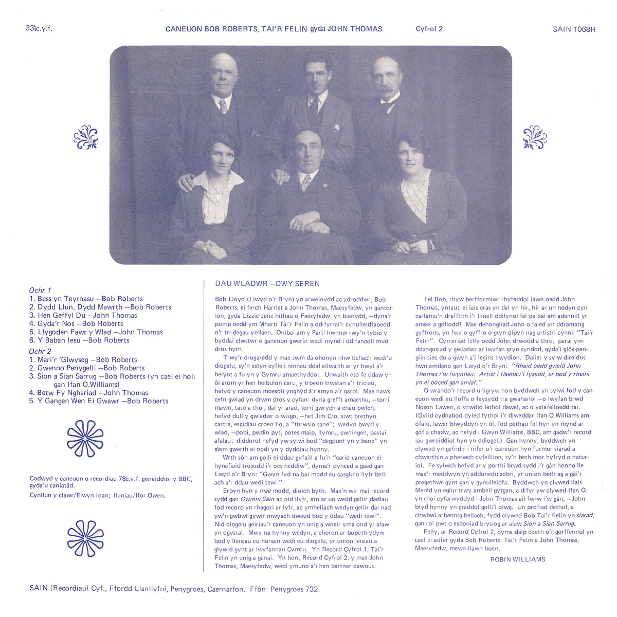 Caneuon Bob Roberts Tai'r Felin (Cyfrol 2)