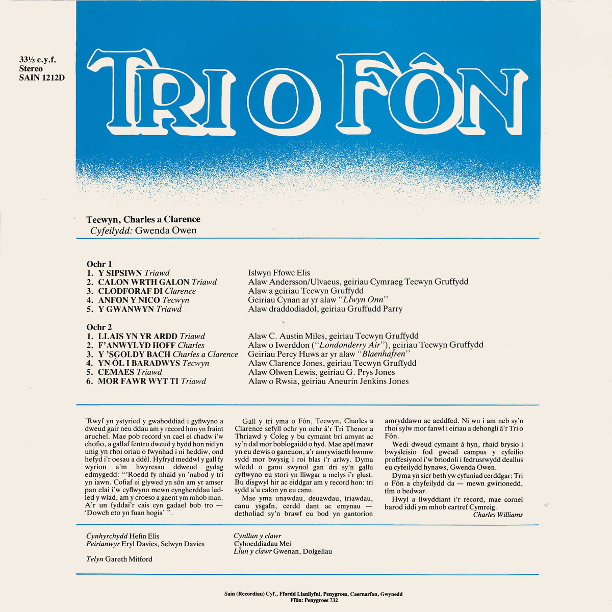 Tri O Fôn - Tecwyn, Charles a Clarence