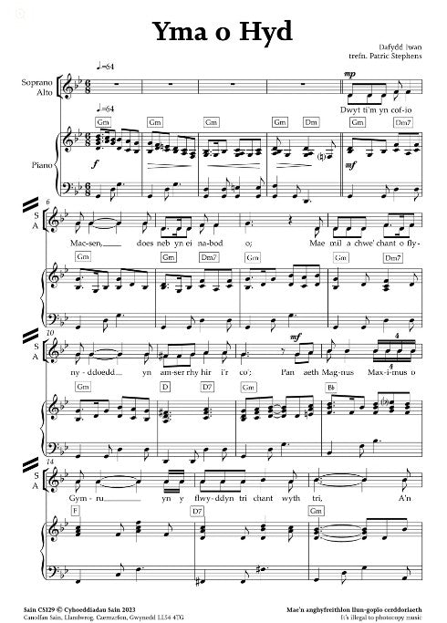 Yma o Hyd ~ Digital Sheet Music Download (PDF)