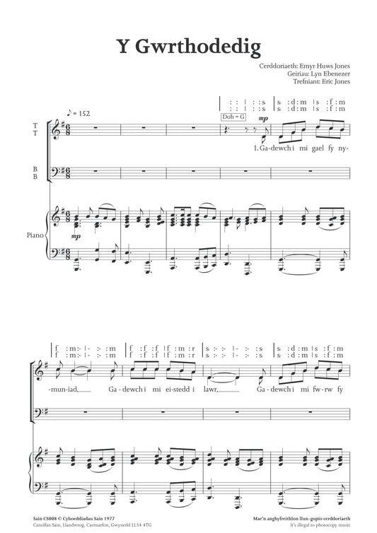 Y Gwrthodedig (ttbb) ~ Lawrlwytho yn unig (PDF)