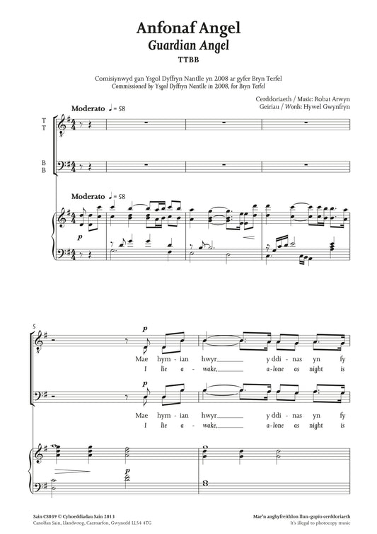Anfonaf Angel (ttbb)  ~ Digital Sheet Music Download (PDF)