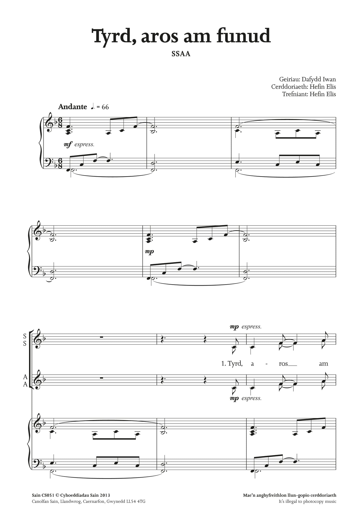 Tyrd, aros am funud (ssaa) ~ Lawrlwytho yn unig (PDF)