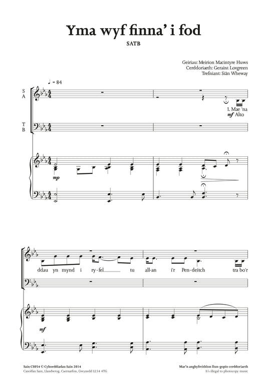 Yma wyf finna’ i fod (satb) ~ Digital Sheet Music Download (PDF)