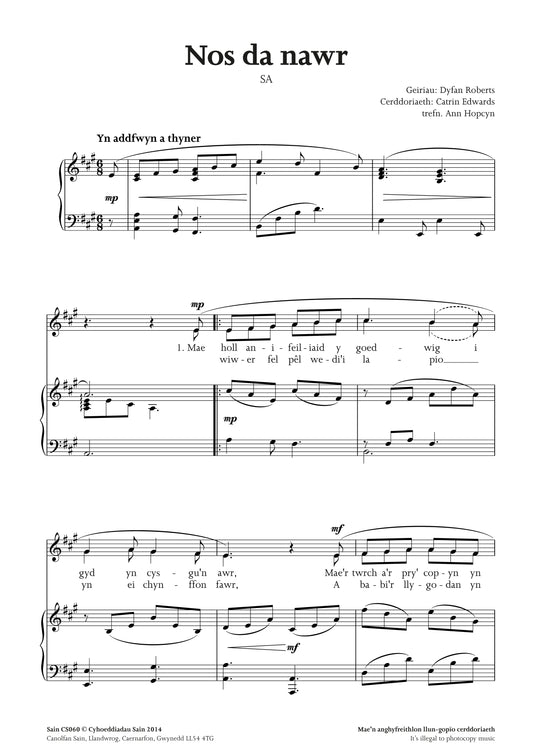 Nos Da Nawr (sa) ~ Lawrlwytho yn unig (PDF)