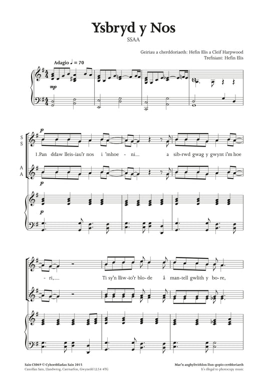 Ysbryd y Nos (ssaa) ~ Digital Sheet Music Download (PDF)