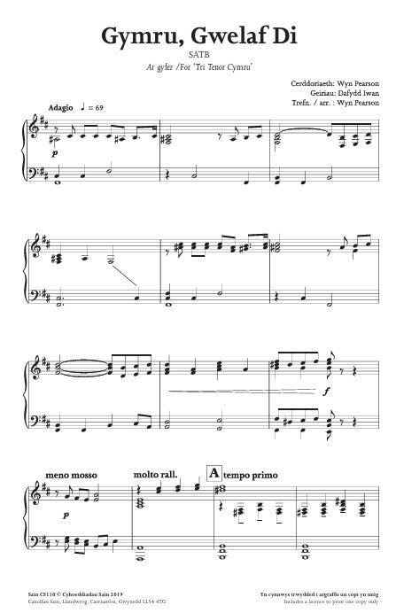 Gymru, Gwelaf Di (satb) ~ Digital Sheet Music Download (PDF)