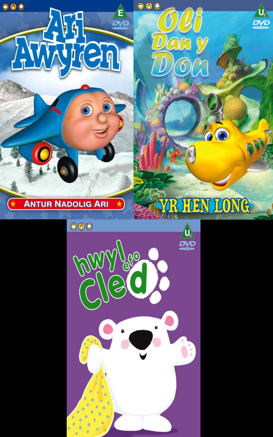 3 DVD (Ari Awyren, Oli dan y Don a Hwyl efo Cled)