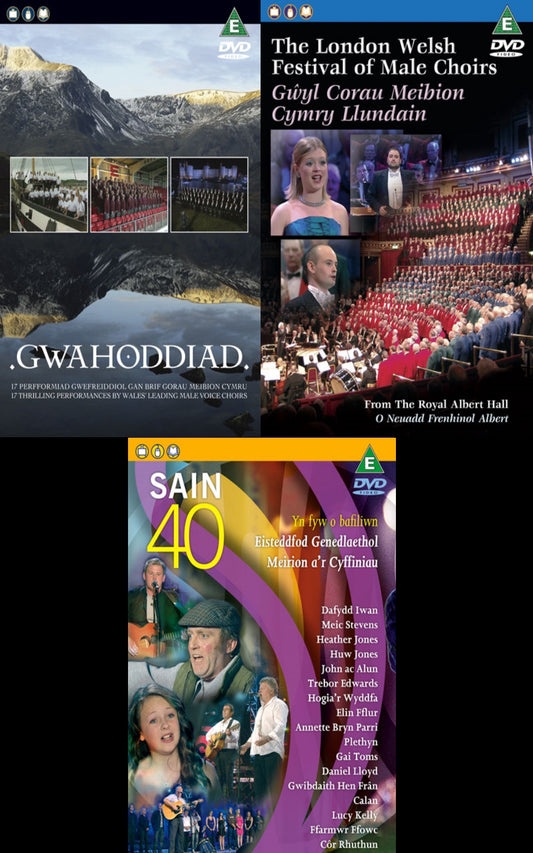3 DVD (Gwahoddiad, Gwyl Corau Meibion Cymry Llundain a Cyngerdd Sain)