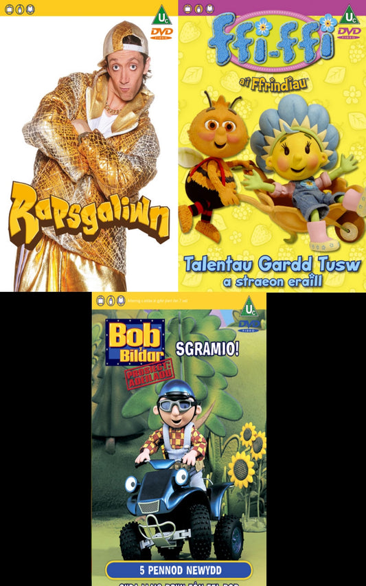 3 DVD (Rapsgaliwn, Ffi-Ffi a'i Ffrindiau a Bob y Bildar)